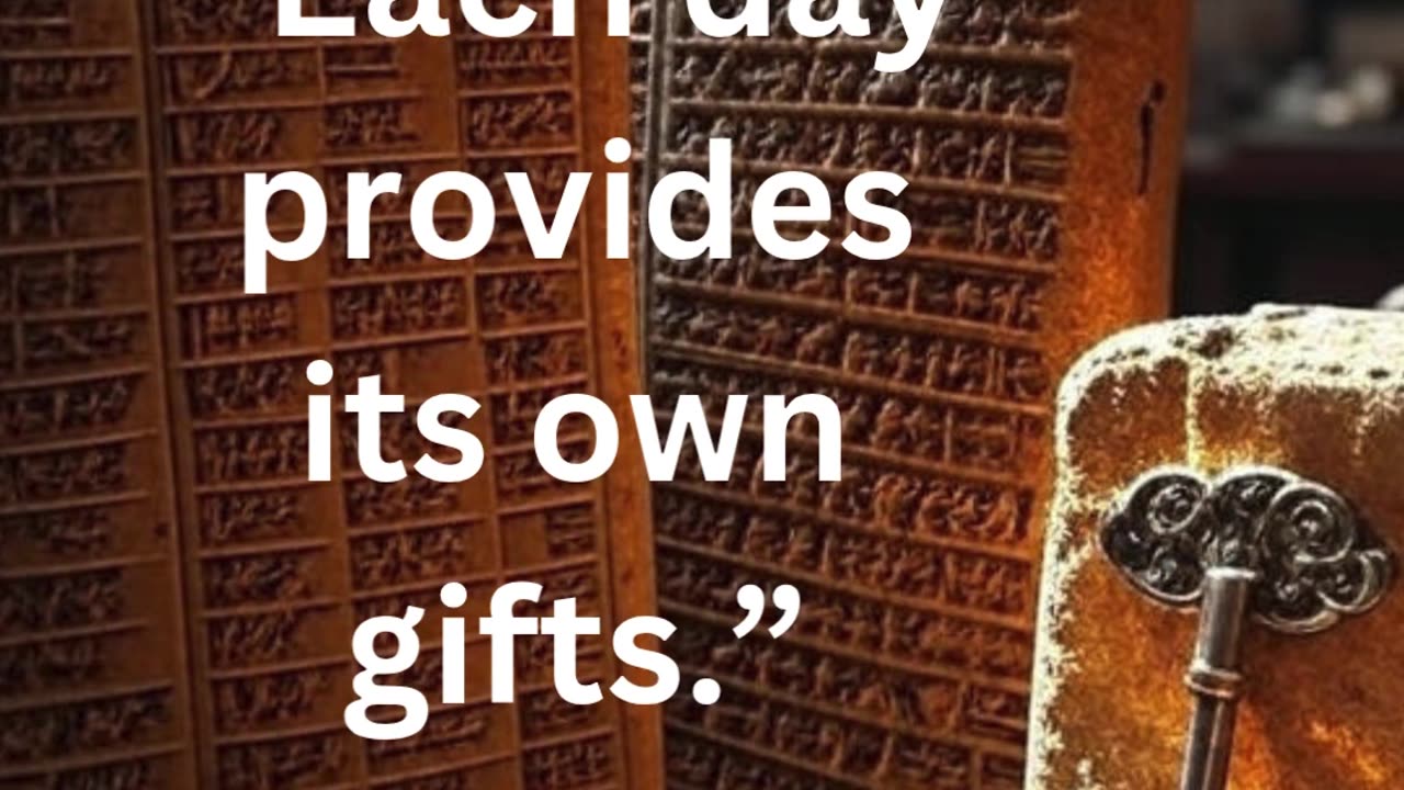 each day provides its own gifts ... I motivation I wisdom