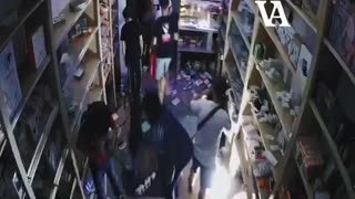 The "French" looting a phone shop "celebrating" PSG winning the champions league.