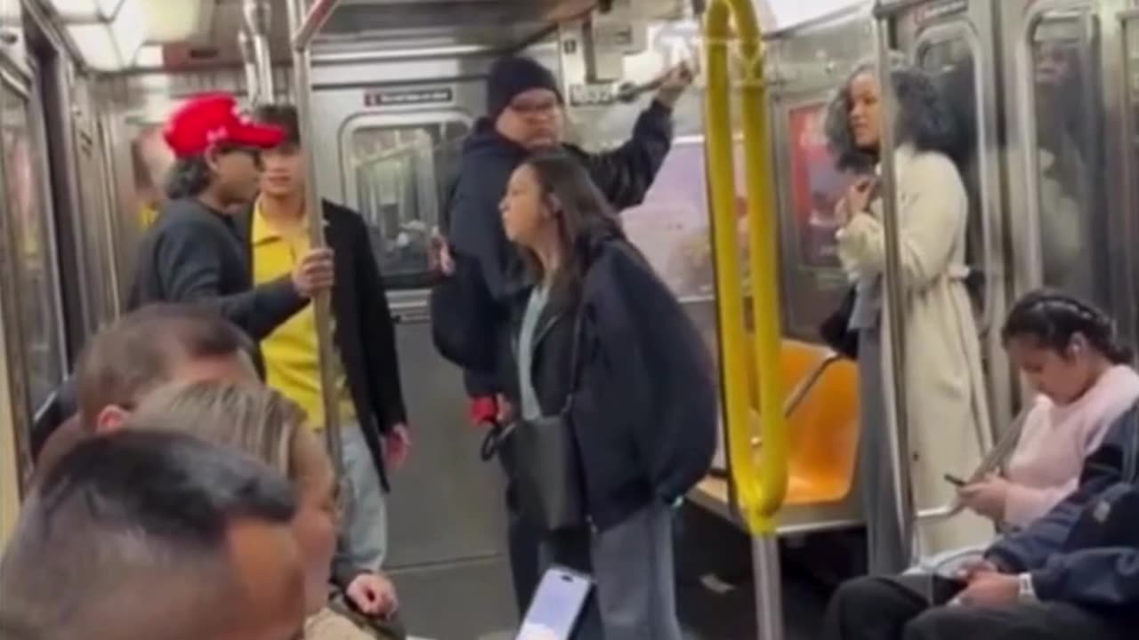 Unhinged NYC woman loses it on a man in a MAGA hat