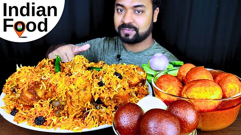 Hyderabadi Chicken Biryani, Gulab Jamun, Egg Curry, Rasgulla | ASMR Mukbang Eating Show | Big Bites