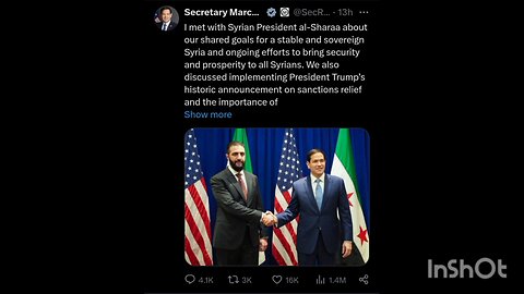 Secretary of State Marco Rubio met with Syrian President Ahmed al-Sharaa