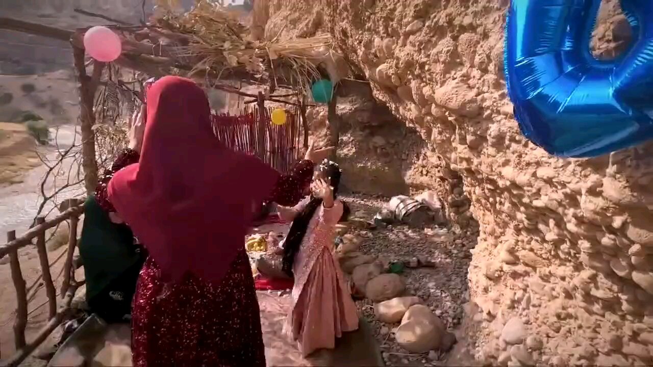 The heartwarming birthday party of the nomadic family in the cave"
