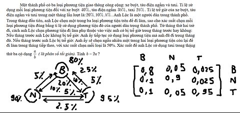 Toán 12: Ma Trận - Xích Markov: Một thành phố có ba loại phương tiện giao thông công cộng: xe buýt,