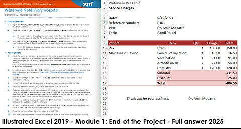Illustrated Excel 2019 | Module 1: End of Module Project 1 | Waterville Veterinary Hospital (2025)