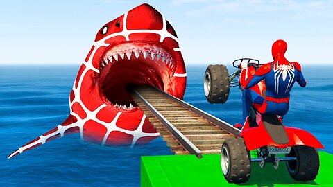 RAINBOW SPIDER MAN! on Motorcycle in Spiral Bridge