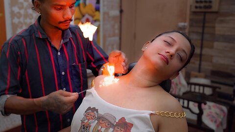 Master Cracker Fire Ear and Shoulder Massage ASMR Indian Massage