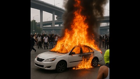 A car was set on fire during an anti-ICE protest in Compton, Alex Stein beat up buy ICE Protesters