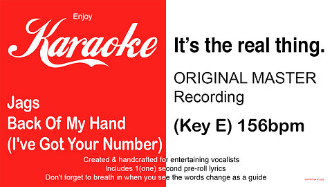 Jags - Back Of My Hand (I've Got Your Number) (Key E) 156bpm (2025) Karaoke