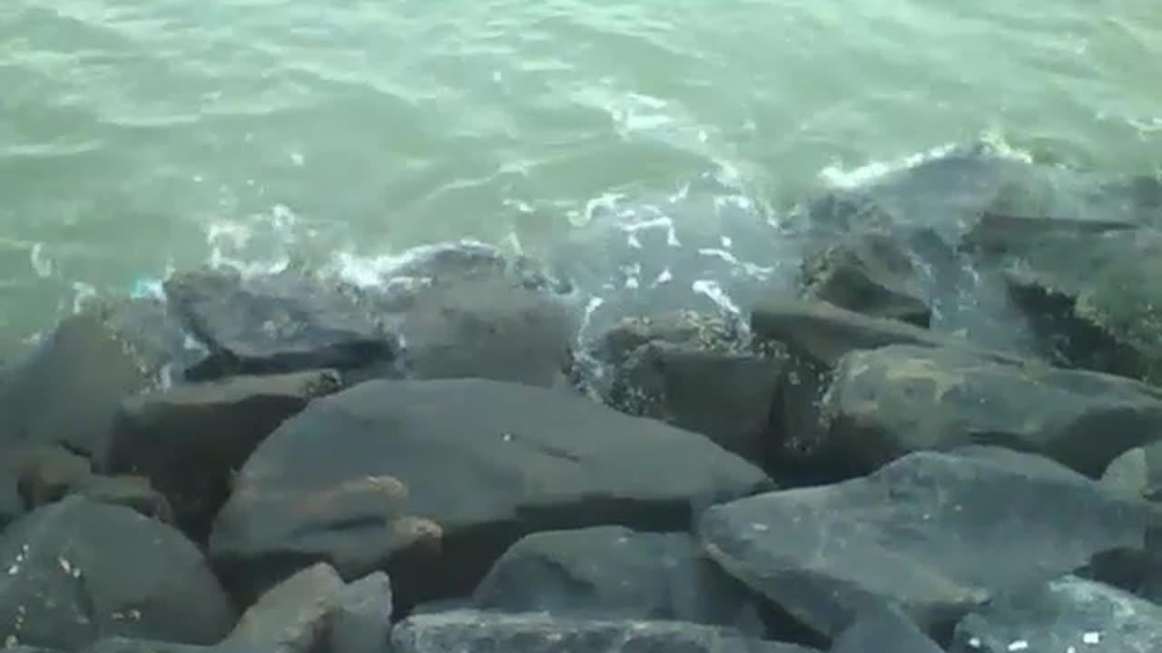 Filming the sea water hitting the rocks at dusk, very relaxing! [Nature & Animals]