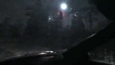 Triangular UFO Caught at night in a forest by a car driver