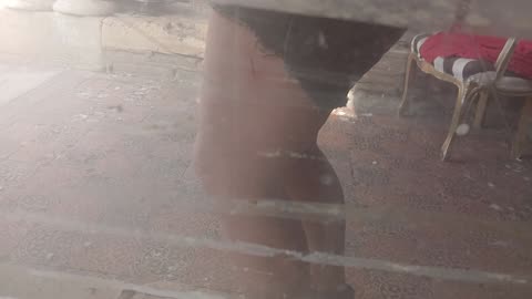 My leg started to bleed as I was told about a policeman stabbed in the leg to death....