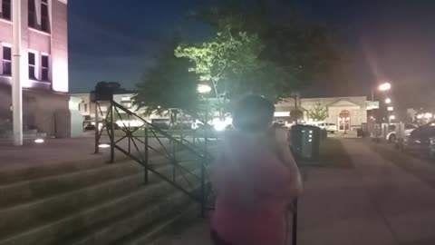 Preaching near the steps of the courthouse