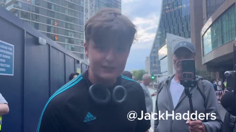 An articulate 17 year old is speaking at the anti-asylum protest outside the Britannia..m