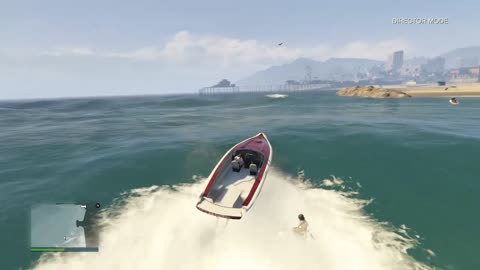 GTAV: Running over people's heads with speed boat (Director Mode)-Date: 8/10/2018