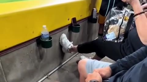 Adult kicks little kid
