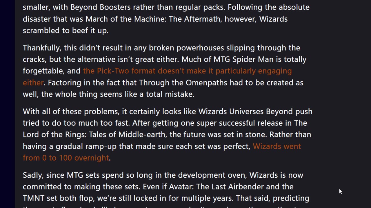 Wizards of the coast tried to blame influences for spiderman failures