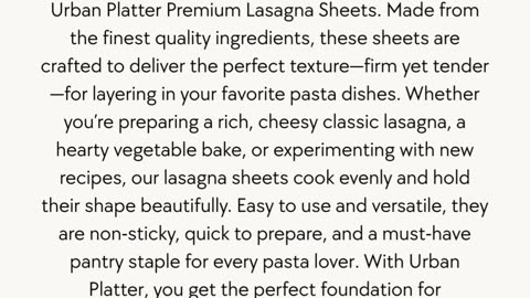 Premium Lasagna Sheets for Perfect Homemade Pasta Dishes – Urban Platter