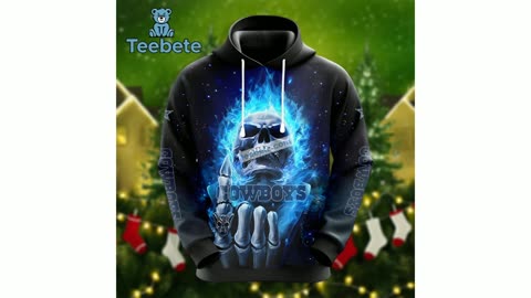 Skull Smoke Dallas Cowboys Blue Black 3D Hoodie Dad Mom