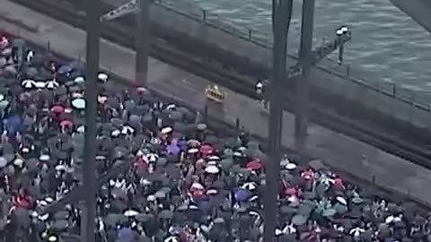 Sydney Harbour Bridge, flooded with humanity