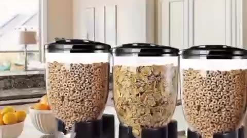 3-Barrel Cereal Dispenser | Smart Kitchen Storage for Snacks, Grains & More!