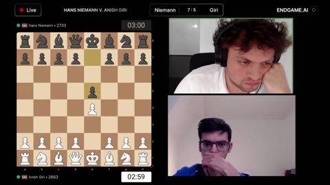 HANS NIEMANN VS ANISH GIRI. REMATCH. LIVE on ENDGAME.AI