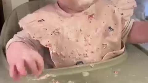 Baby enjoys having a meal #funnyvideos #funnybabies #funny #funnymoment