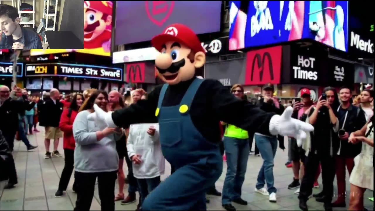 Mario From The Super Mario Series Dancing Around Times Square, New York Fake Funny Parody Video