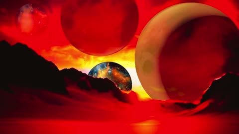 (4K) Crimson Orbits: A Cosmic Dreamscape - No Sound