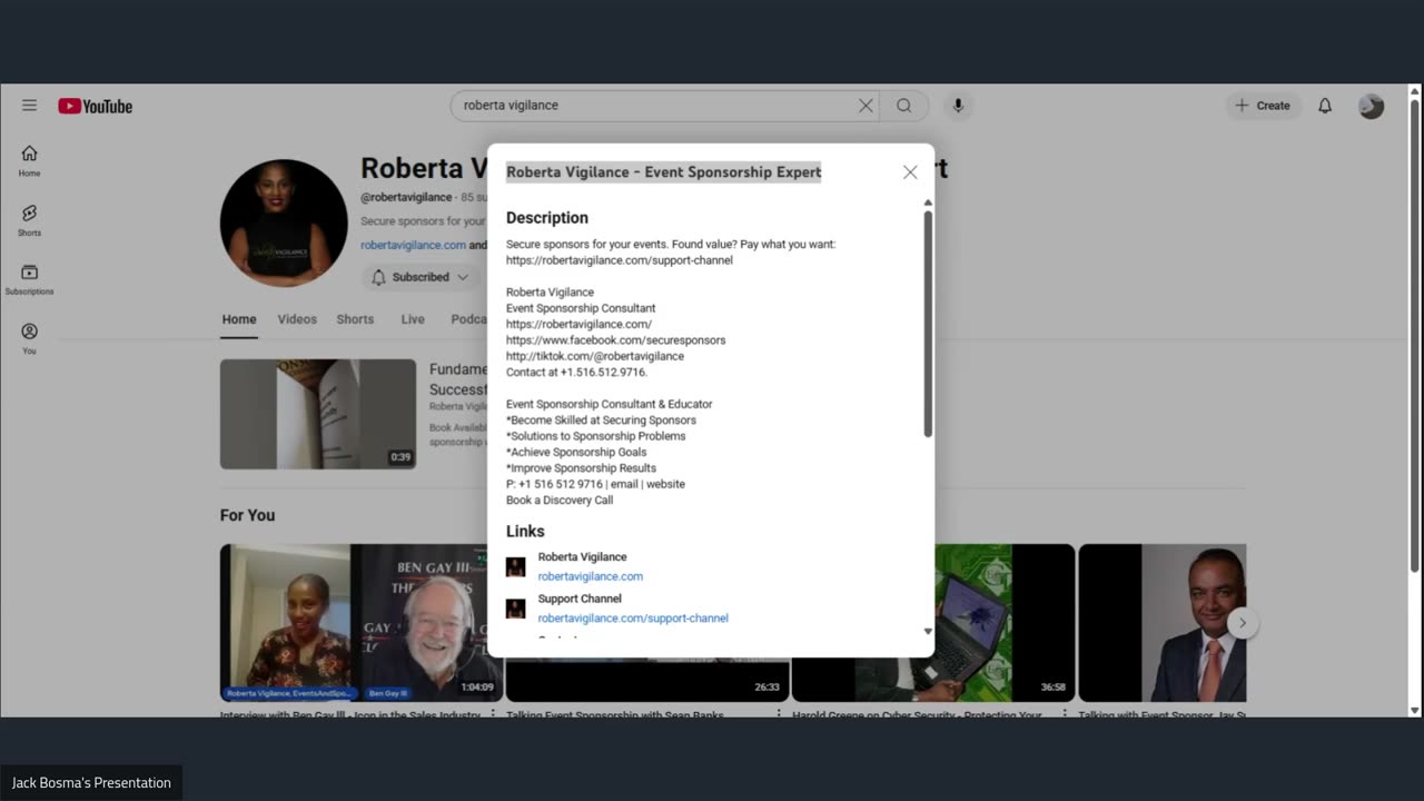 Roberta Vigilance - Event Sponsorship Expert (YouTube)