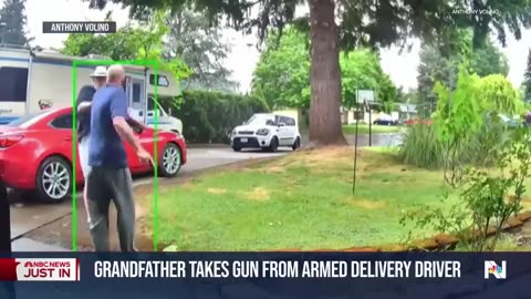 Grandfather takes gun from armed delivery driver on his doorstep