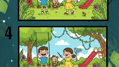 Kids Playing in Park 🌳 | Spot the Difference Challenge