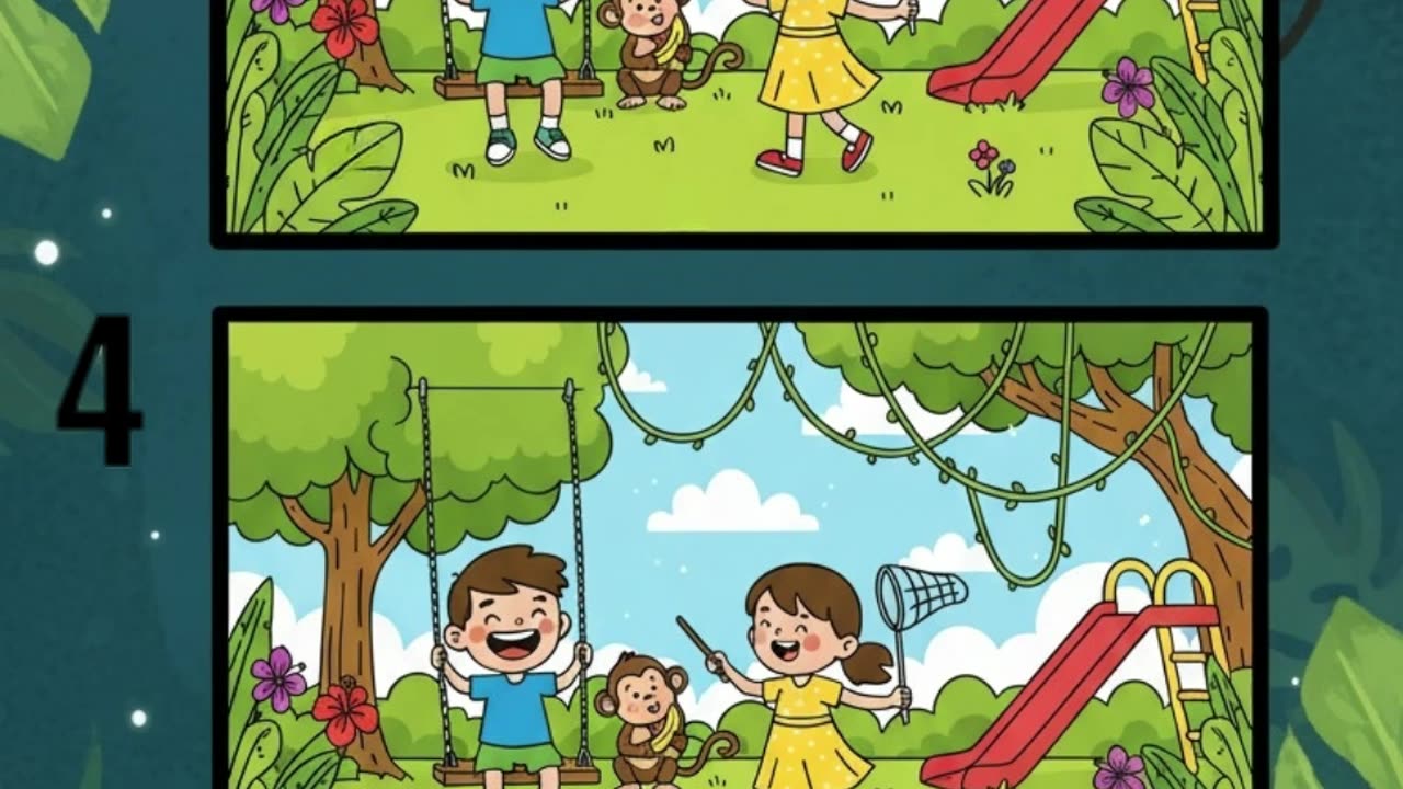 Kids Playing in Park 🌳 | Spot the Difference Challenge