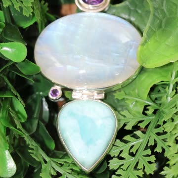 Wearing Rainbow Moonstone Multi-stone Pendant #crystaljewellery #crystals #jewellerycollection