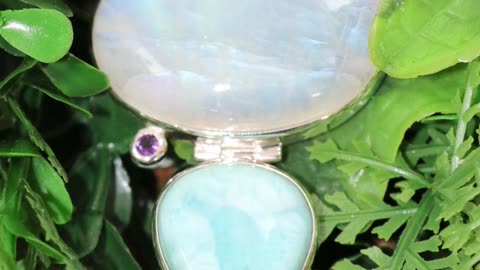 Wearing Rainbow Moonstone Multi-stone Pendant #crystaljewellery #crystals #jewellerycollection