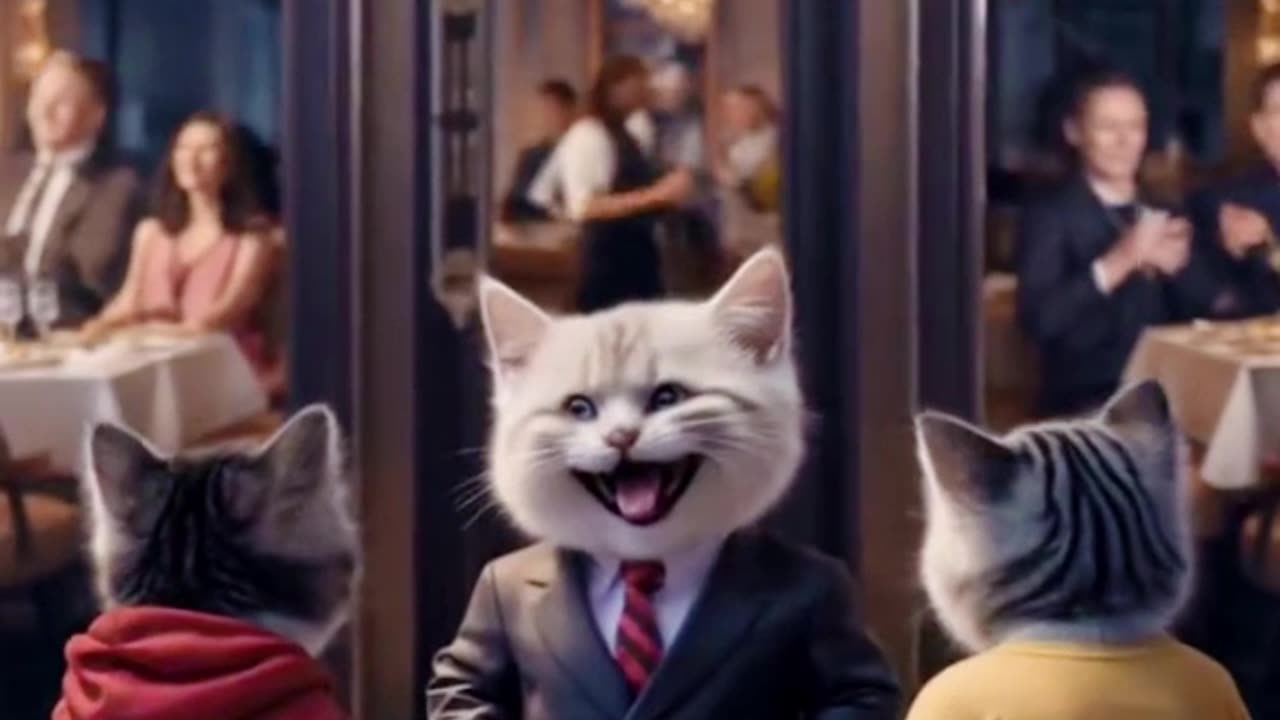 A cute cat eating kfc
