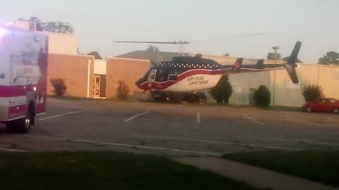 MED EVAC HELICOPTER at City Square in Paris, Texas