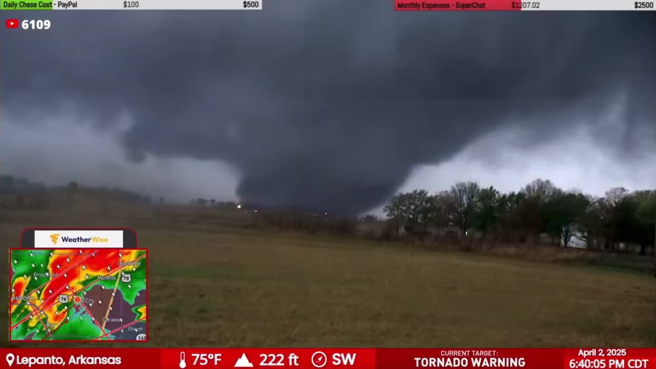 Tornado on the ground near Lepanto, Arkansas.