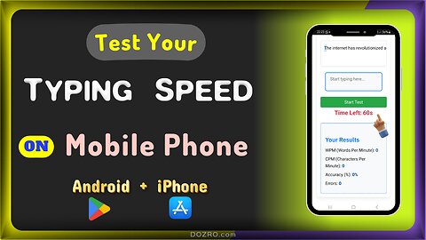 Typing Test Mobile Phone | Check Your Typing Speed Free on Android and iPhone | WPM 1 Minute Timer