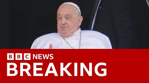 Pope Francis waves from Rome hospital window ahead of being discharged | BBC News