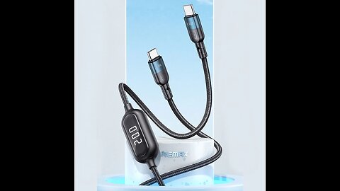 USB-C Fast-charging Charging Cable, with Current_Voltage Display & Data Transfer, for Phone, Laptop