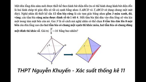 THPT Nguyễn Khuyến: Xác suất 11: Một đèn lồng đón năm mới được thiết kế theo hình bát diện đều (ta c