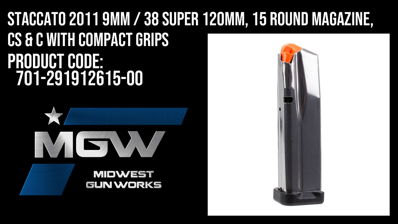 Staccato 2011 9mm / 38 Super 120mm, 15 Round Magazine, CS & C with Compact Grips - 701-291912615-00