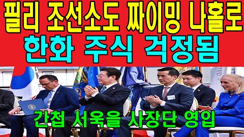 필리 조선소도 짜이밍 나홀로 한화 주식 걱정됨