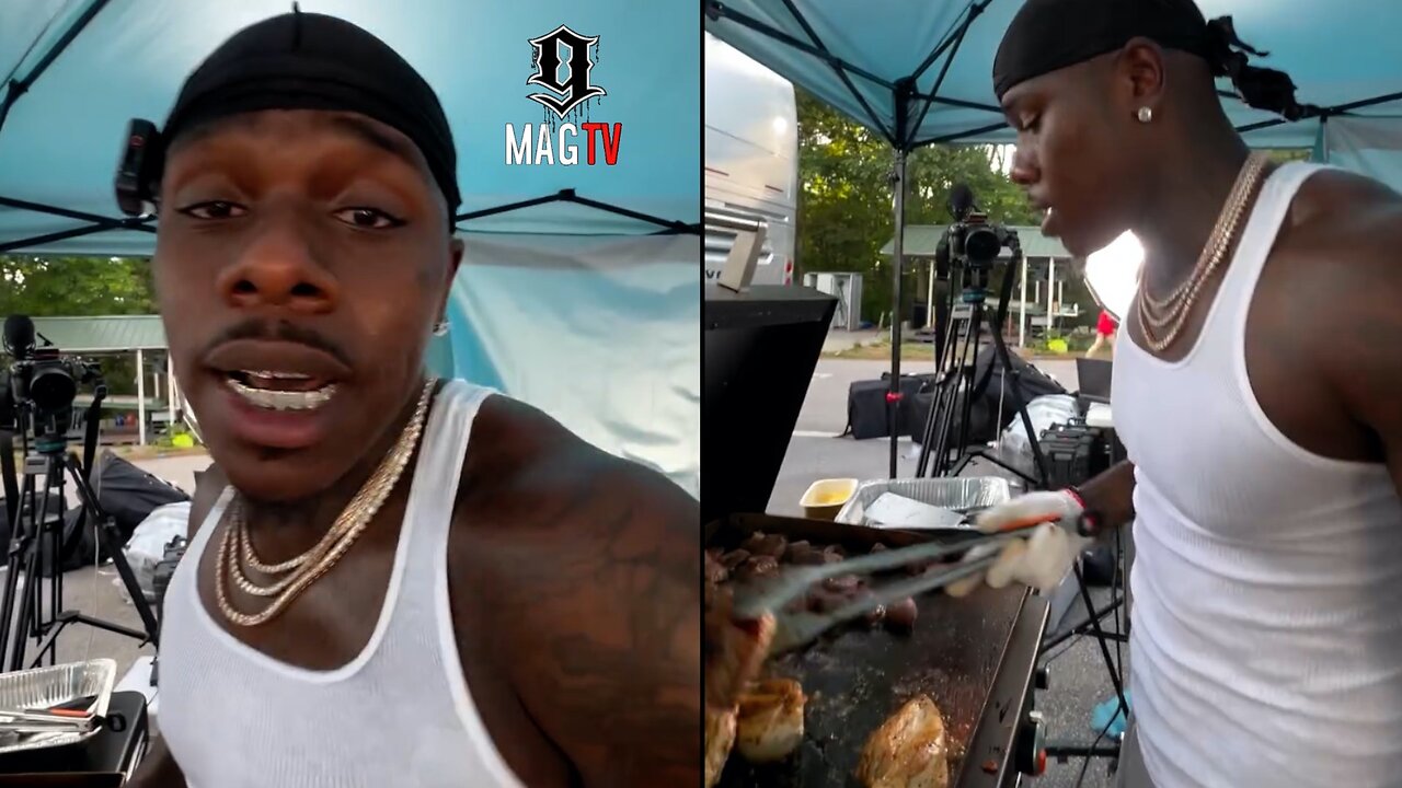 "They Call Me NO Knife" DaBaby Flexes His Hibachi Skills Minutes Before Performing On Stage! 👨🏾‍🍳
