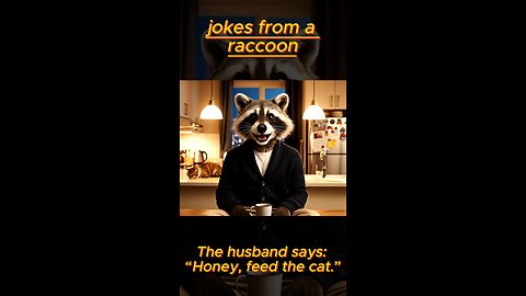 Funny Cinematic Raccoon Tells a Joke in a Cozy Kitchen