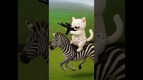 Lion gets shot by bad kitty & zebra 🐱🦁 AI Cat Funny Cartoon