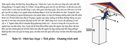 Toán 12: Một người nhảy dù diều bay đang đứng tại 1 đỉnh của 1 góc tòa nhà cao tầng trên