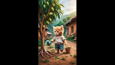 Poor baby kitten plants a mango tree but people laugh. #cat #mothercat #giggles #tooquiet #aww