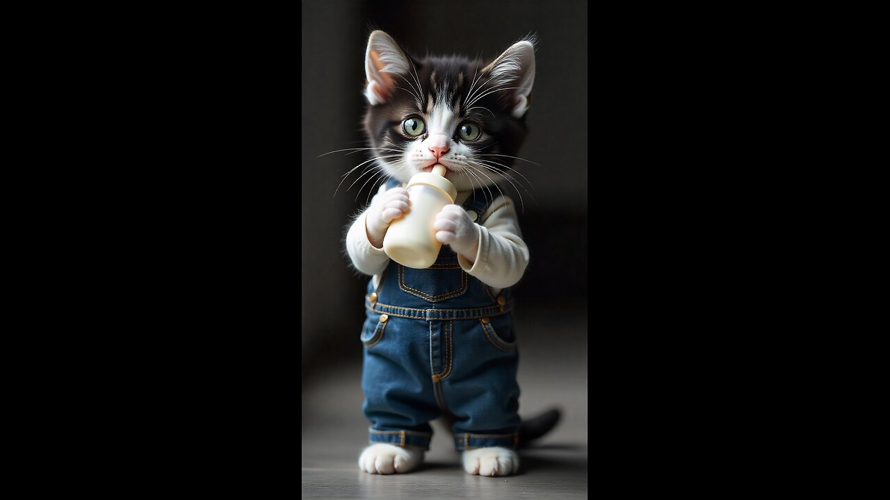 Cutest Baby Cat in a Hoodie Holding a Bottle! 🍼🐱❄️