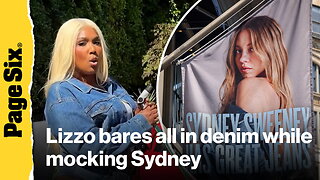 Lizzo bares all in denim as she mocks Sydney Sweeney's American Eagle campaign — again — with new song